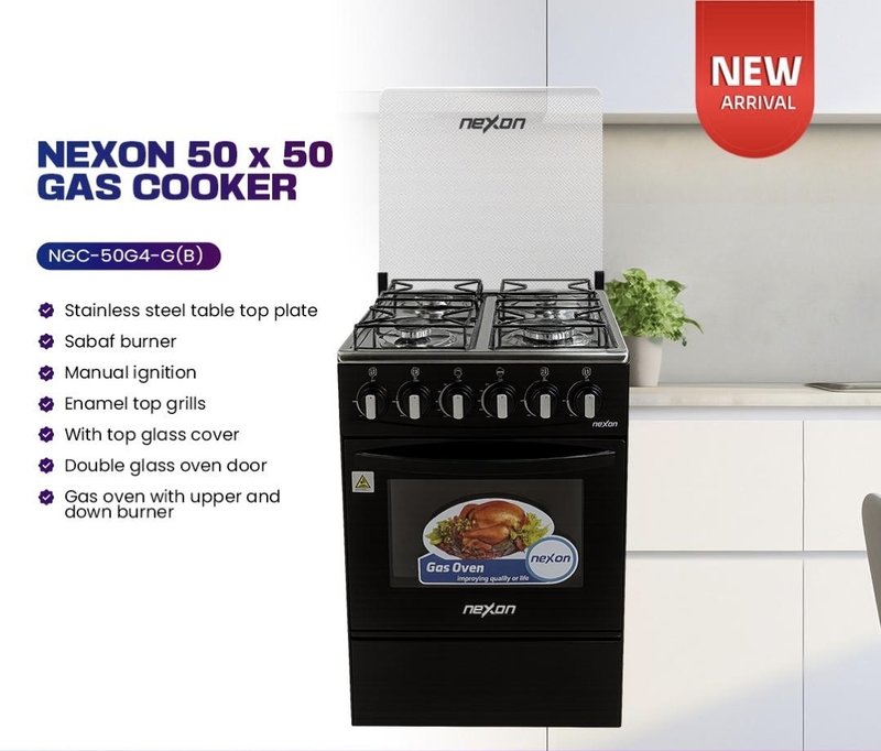 NEXON 50×50 Gas Cooker – NGC-50G4-G(B)