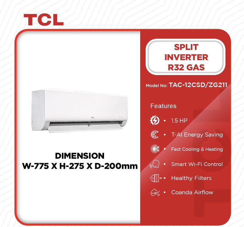 ❄️ TCL 1.5HP Inverter Split Air Conditioner (R32 Gas)