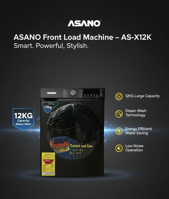 ASANO 12KG FRONT LOAD AUTOMATIC WASHING MACHINE