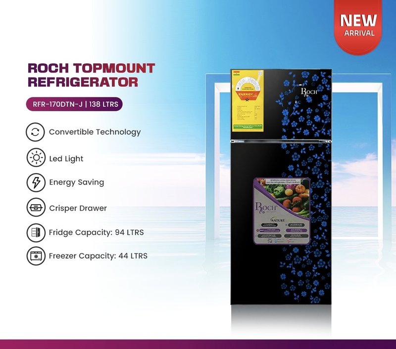 ROCH 138L Top Mount Refrigerator (Model: RFR-170DTN-J)
